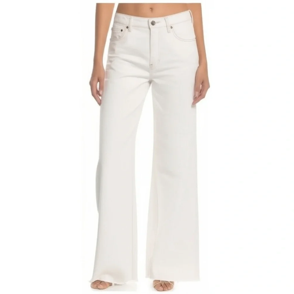 Theory Women's White Wide Leg Boot-Cut Jeans